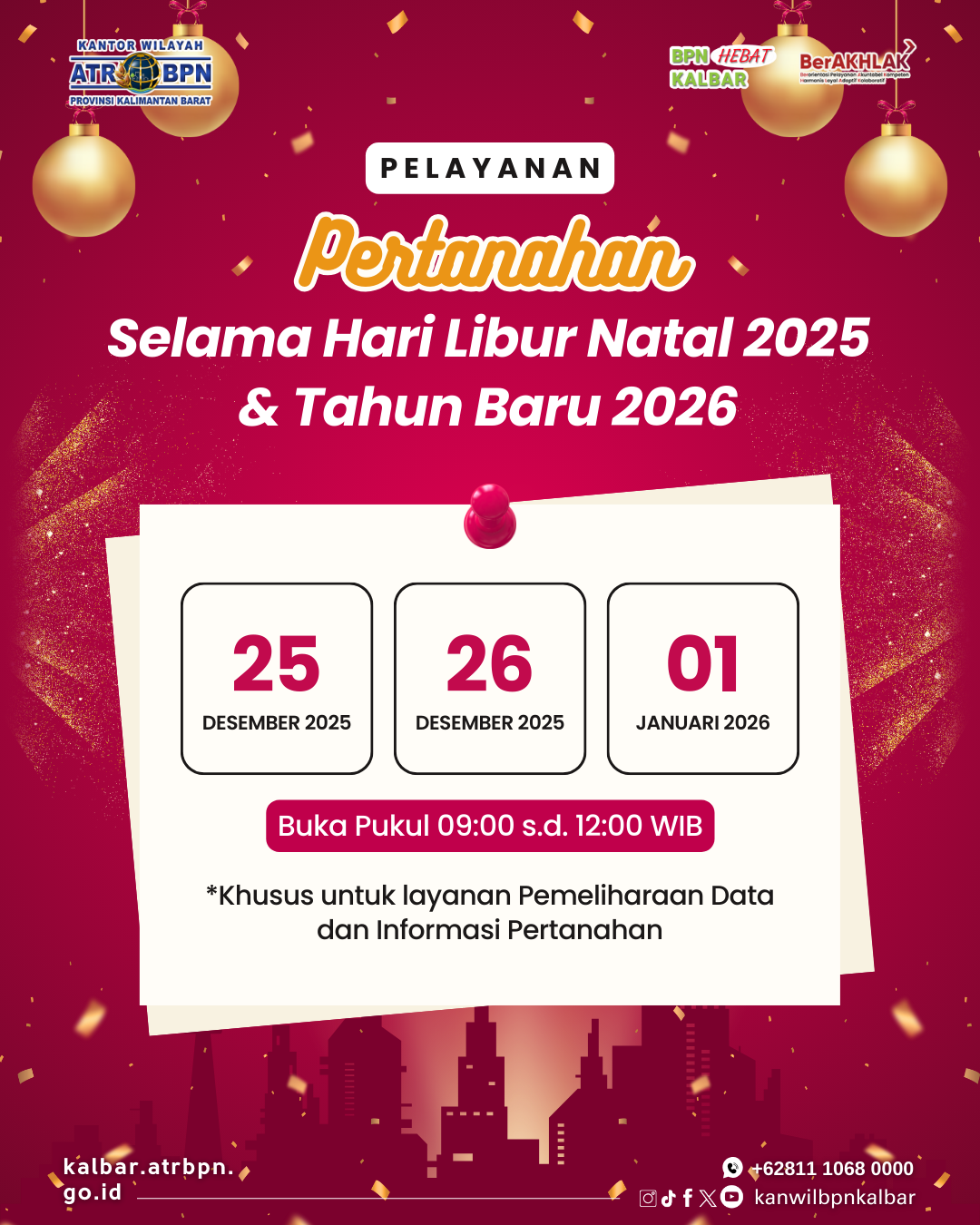 Layanan Pertanahan Tetap Hadir Saat Libur Natal dan Tahun Baru