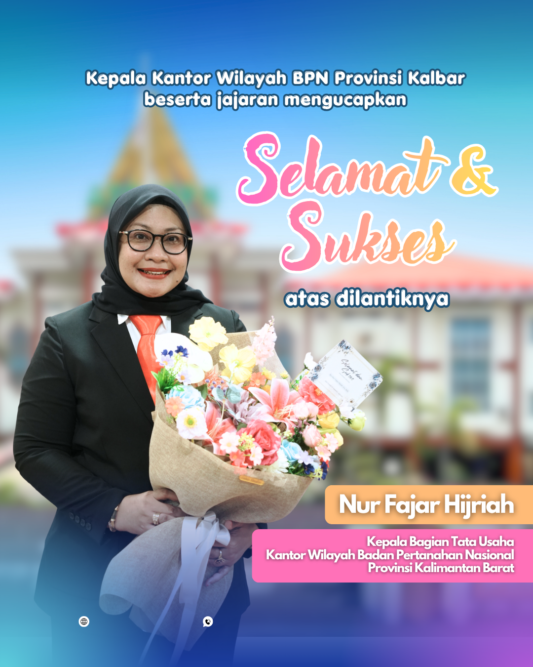 Kanwil BPN Kalbar Ucapkan Selamat atas Pelantikan Kepala Bagian Tata Usaha