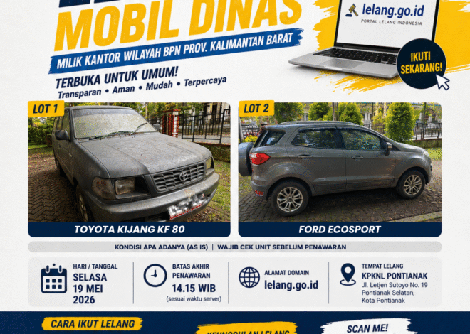 Kanwil BPN Kalbar Buka Lelang Online Dua Kendaraan Dinas Melalui Lelang.go.id